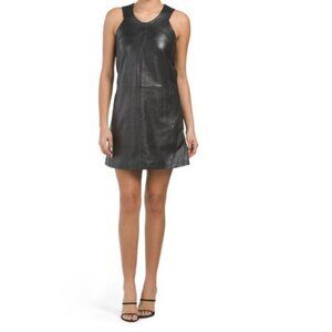 NWT New Bod & Christensen Sleeveless Dolly Black Leather Dress Size 8